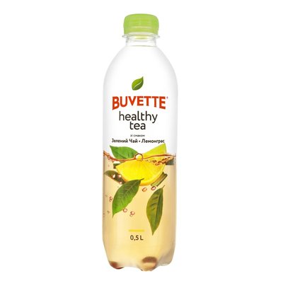 Холодный чай со вкусом зеленого чаю та лемонгранса Buvette Healthy Tea, 0.5 л 4109620 фото