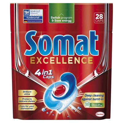Таблетки для мытья посуды в посудомоечной машине Excellence Somat, 28 шт 4046620 фото