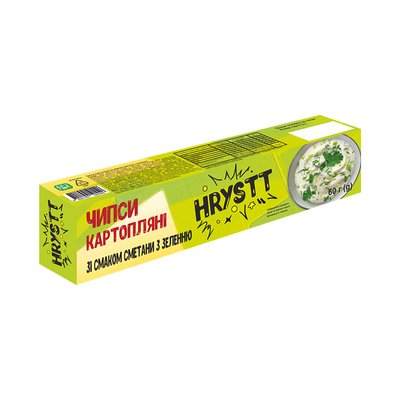 Чіпси зі смаком сметани та зелені Hrystt, 60 г 4203050 фото