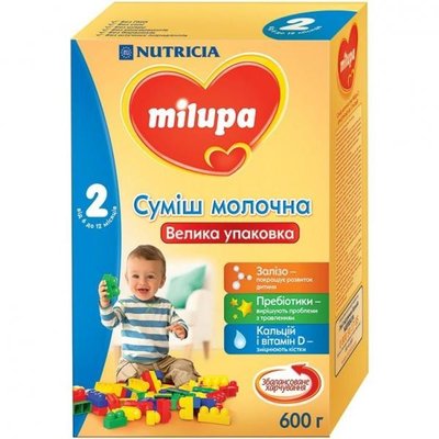 Суміш молочна суха для дітей від 6 до 12міс 2 Milupa к/у 600г 2267950 фото