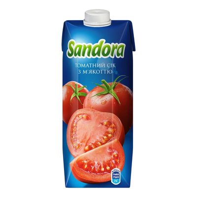 Сік томатний з м'якоттю стерилізований Sandora, 0.5 л 4080640 фото
