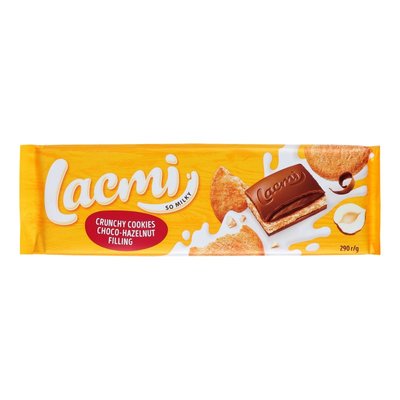 Шоколад молочный с шоколадно-ореховой начинкой и печеньем Lacmi Roshen, 290 г 3414860 фото