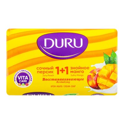 Крем-мыло туалетное 1+1 Сочный персик и знойное манго Duru, 80 г 3127450 фото