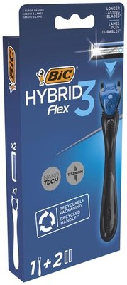 Станок для гоління чоловічий з 2 змінними картриджами Flex 3 Hybrid Bic 3581590 фото