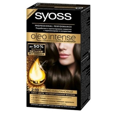Фарба для волосся 2-10 Чорно-каштановий Oleo Intense Syoss, 115 мл 2506240 фото