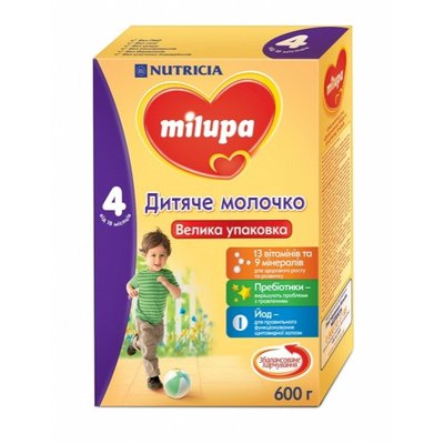Суміш молочна суха для дітей від 18 міс Дитяче молочко к/у 4 Milupa, 600 г 2606860 фото