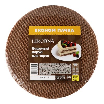 Коржи вафельные для торта с какао Lekorna, 140 г 4205780 фото