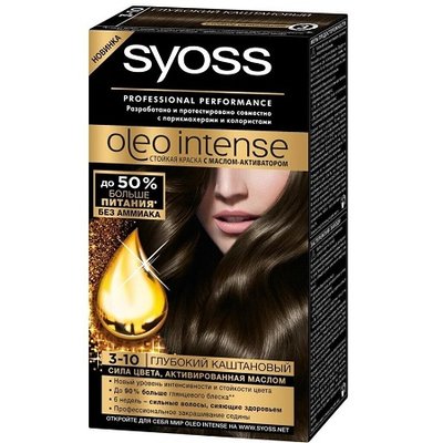 Краска для волос 3-10 глубокий каштан Oleo Intense Syoss, 115 мл 2506250 фото