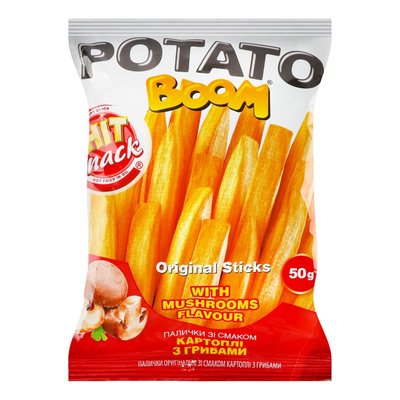 Кукурудзяні палички зі смаком картоплі з грибами Potato Boom, 50 г 2111950 фото