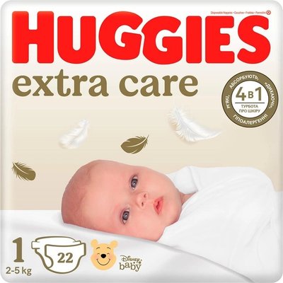 Підгузники дитячі extra care 1 convy Huggies 22шт 4121850 фото