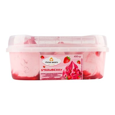 Морозиво 12% Strawberry Три Ведмеді, п/у 450г 4267930 фото