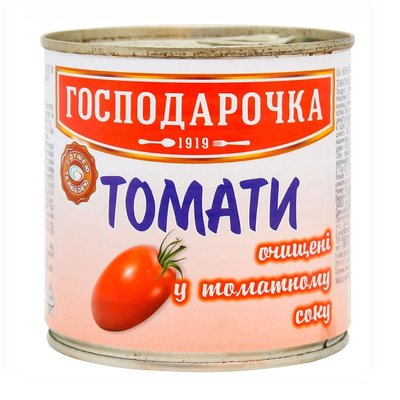 Томаты очищенные в томатном соке Господарочка, 390 г 3795930 фото