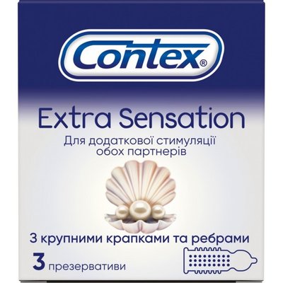 Презервативи латексні з силіконовою змазкою Extra Sensation Contex, 3 шт 2607520 фото