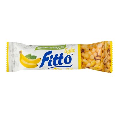 Батончик-мюсли глазированный со вкусом банана Fitto light, 25 г 4023110 фото