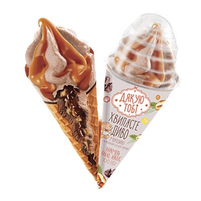 Мороженое рожок Волнистое чудо карамель, какао, арахис Дякую Тобі, 100 г 4084570 фото