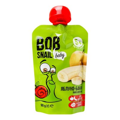 Пюре фруктовое для детей от 5мес Яблоко-банан Bob Snail д/п 90г 3923170 фото