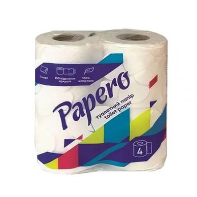 Папір туалетний білий Papero 2 сл., 4 шт/уп. 3969650 фото