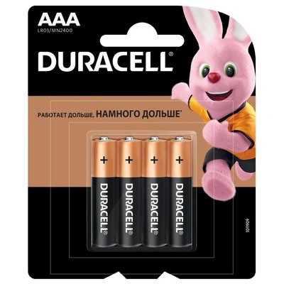 Батарейка ААА 1.5 V Duracell, 4 шт. 3546300 фото