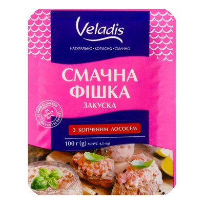 Закуска с копченым лососем Вкусная фишка Veladis, 100 г 4004880 фото