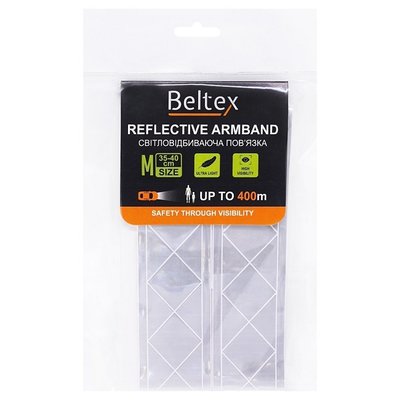Светоотражающая повязка серая M 35-40 см Beltex, 1 шт 3890010 фото