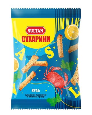 Сухарики пшеничные со вкусом краба Sultan, 90 г 3965860 фото