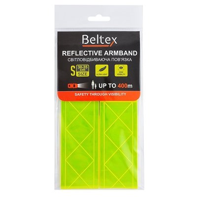 Светоотражающая повязка зеленая S 30-35 см Beltex, 1 шт 3889990 фото