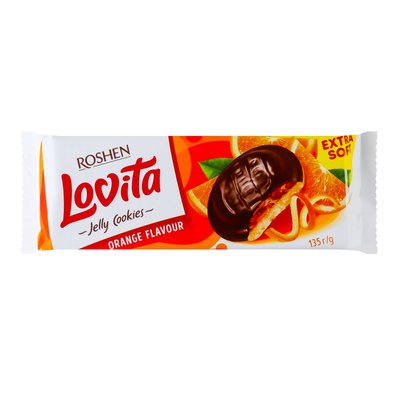Печиво здобне з желейною начинкою зі смаком апельсина Lovita Jelly Cookies Roshen, 135 г 3668200 фото