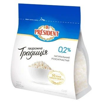 Сир кисломолочний 0.2% Творожна традиція President, 350 г 3011280 фото