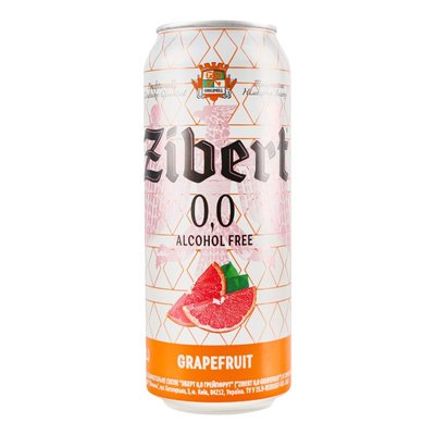 Пиво спеціальне 0% світле нефільтроване пастеризоване ж/б Grapefruit Zibert, 0.5л 4019740 фото