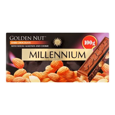 Шоколад чорний із цілим мигдалем Golden Nut Millennium, 100 г 3593190 фото