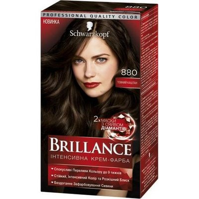 Фарба для волосся Базова лiнiйка 880-Темний каштан Brillance, 142.5 мл 2249530 фото