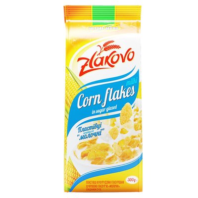 Пластівці кукурудзяні глазуровані з молоком Золоте зерно, 300г 2836130 фото