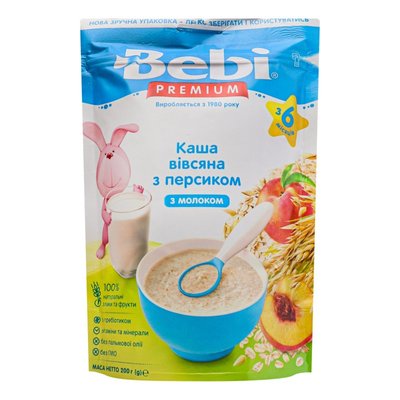 Каша молочна для дітей від 6 міс Вівсяна з персиком Premium Bebi, 200 г 3829410 фото