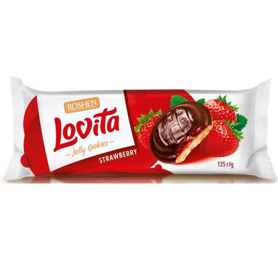 Печенье сдобное с желейной начинкой со вкусом клубники Lovita Jelly Cookies Roshen, 135 г 3668110 фото