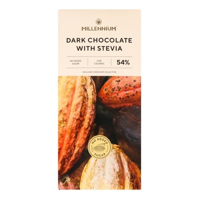Шоколад 54% чорний зі стевією Millennium, 100 г 3283530 фото