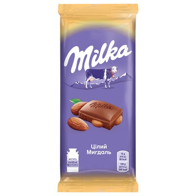 Шоколад молочный с целым миндалем Милка, 90 г 3305180 фото