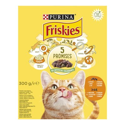 Корм для котов с курицей и овощами Friskies, 300 г 2861640 фото