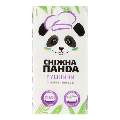 Полотенца бумажные 2-х слойные Снежная панда, 140 шт/уп. 3583670 фото