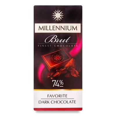 Шоколад чорний екстра 74% Millennium Favorite Brut, 100 г 1649730 фото