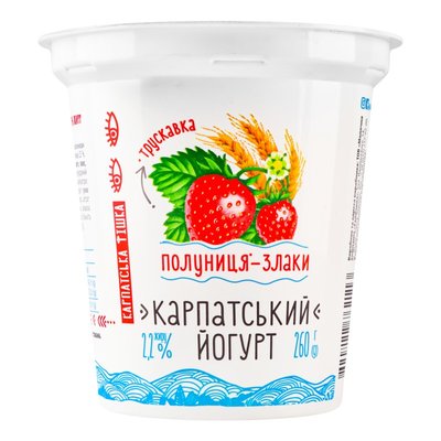 Йогурт 2.2% Клубника-злаки Карпатский Галичина, 260 г 3926870 фото