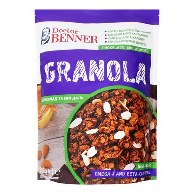 Сухий сніданок Гранола шоколад і мигдаль Doctor Benner, 300 г 3596520 фото