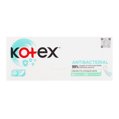 Прокладки ежедневные экстра тонкие Antibacterial Kotex, 20 шт 3982170 фото