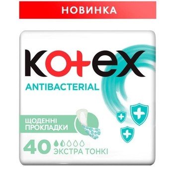 Прокладки ежедневные гигиенические Antibacterial Kotex, 40 шт 3982180 фото
