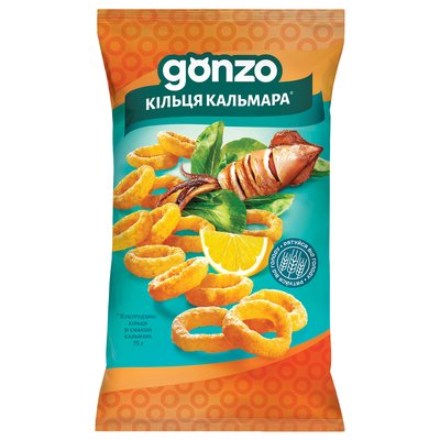 Кольца кукурузные со вкусом кальмара Gonzo, 75 г 3927450 фото