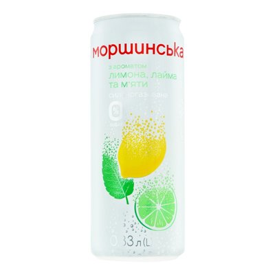 Напиток сильногазированный с ароматом лимона-лайма-мяты Моршинская, 0.33 л 3600060 фото