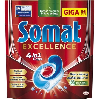 Таблетки для миття посуду в посудомийній машині Excellence Somat, 56 шт 4046630 фото
