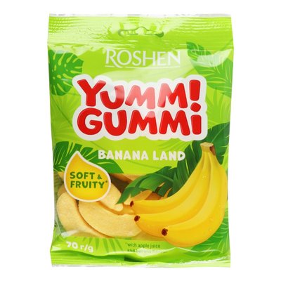 Конфеты желейные со вкусом банана Banana Land Yummi Gummi Roshen, 70 г 3957610 фото