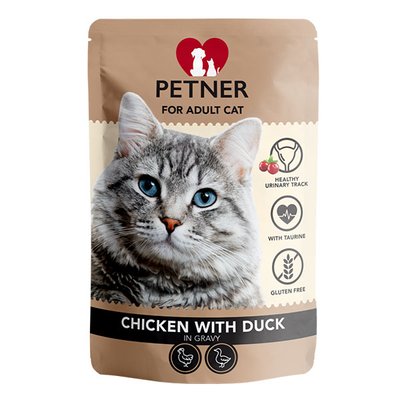 Корм для котов с курицей и уткой в соусе Petner, 85 г 3963260 фото