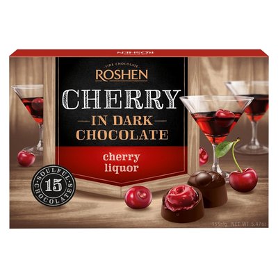 Конфеты вишня в шоколаде с вишневым ликером Roshen, 155 г 3071860 фото