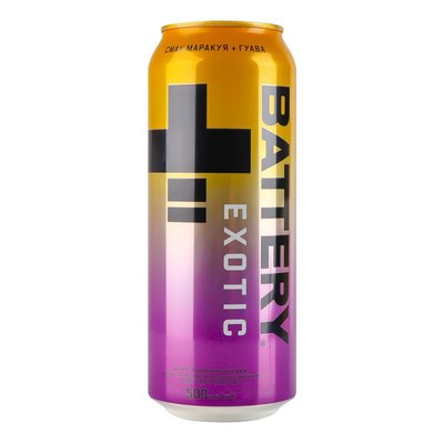 Напиток энергетический безалкогольный сильногазированный ж/б Exotic Battery, 0.5 л 4040220 фото